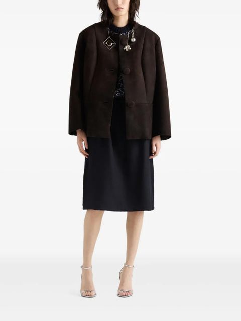 Prada button-fastening suede jacket - Brown - zdjęcie produktu nr 2