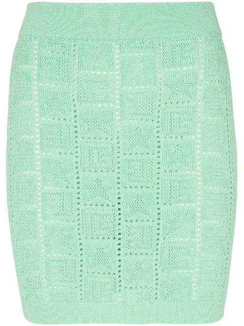 Balmain pointelle-knit monogram miniskirt - Green - zdjęcie produktu nr 1