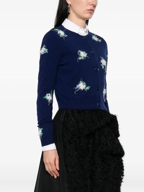 SHUSHU/TONG floral embroidery cardigan - Blue