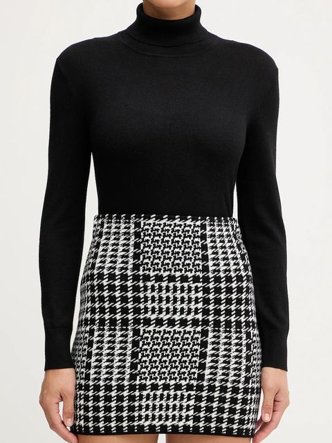 Twinset spódnica z dodatkiem wełny kolor czarny mini prosta 252TT3041 - zdjęcie produktu nr 1