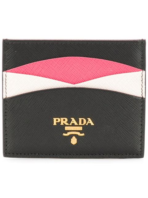 Prada logo-plaque panelled cardholder - Black - zdjęcie produktu nr 1