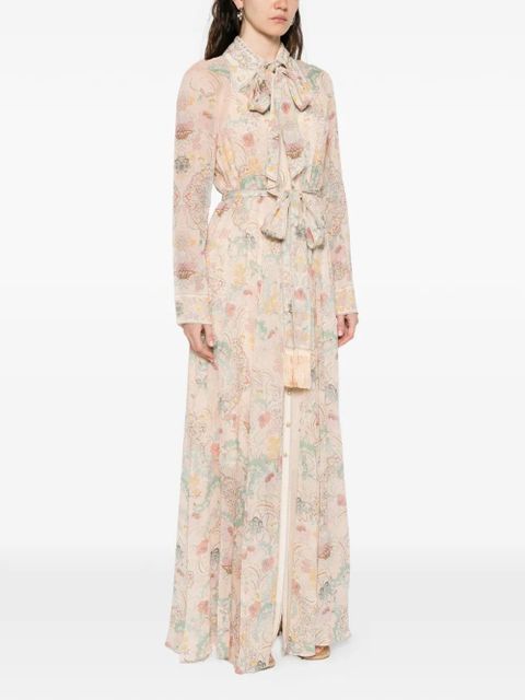 ZIMMERMANN floral-print tie-neck maxi dress - Neutrals