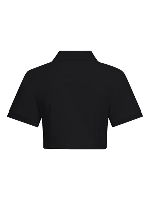 AREA crystal-embellished cropped polo - Black - zdjęcie produktu nr 2