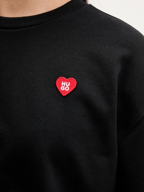 HUGO bluza bawełniana damska kolor czarny gładka 50555808