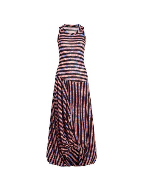 Proenza Schouler Nour printed striped midi dress - Black - zdjęcie produktu nr 1
