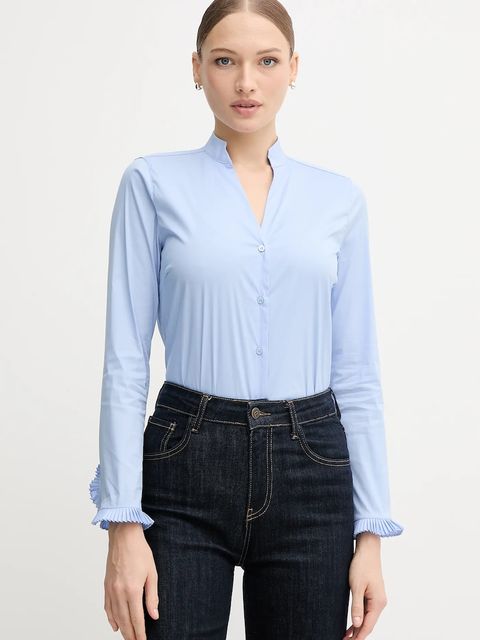 Mos Mosh koszula HASSIE damska kolor niebieski regular ze stójką 174320 - zdjęcie produktu nr 1