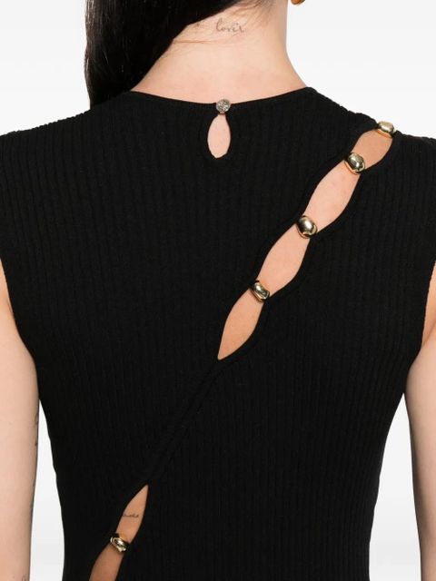 Maje cut-out buttoned-knitted midi dress - Black