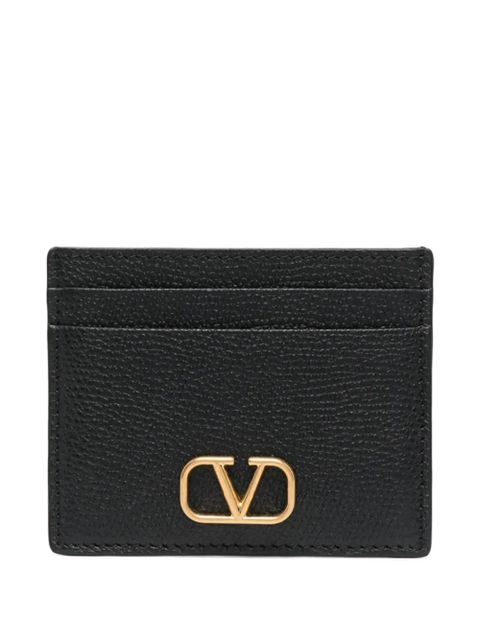 Valentino Garavani VLogo Signature pebbled card holder - Black - zdjęcie produktu nr 1