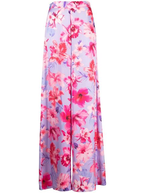 PINKO floral-print high-waisted palazzo pants - Purple - zdjęcie produktu nr 1