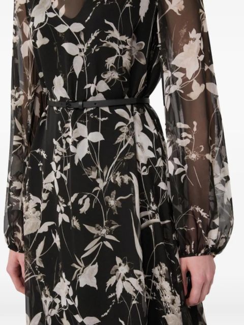 Max Mara floral belted midi dress - Black