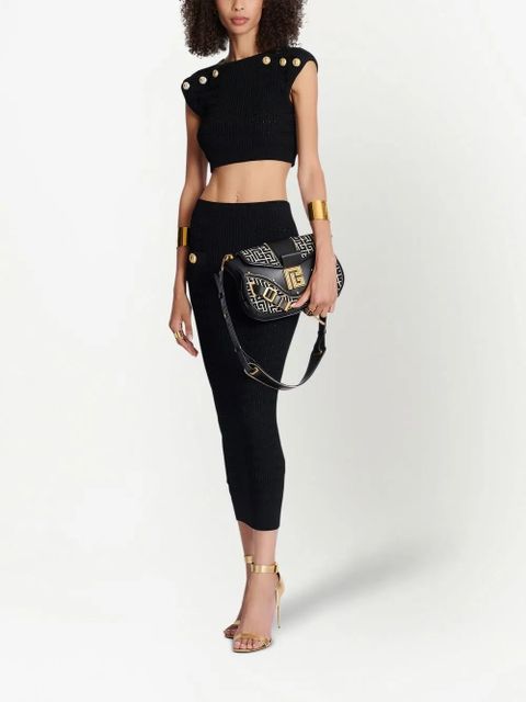 Balmain ribbed-knit pencil skirt - Black