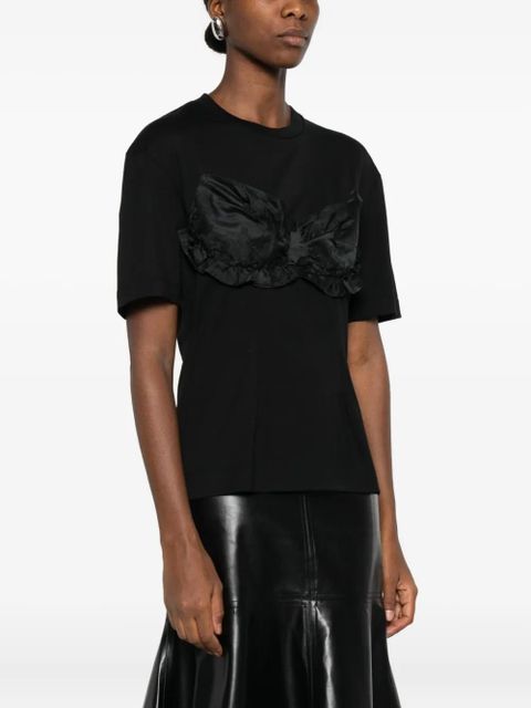 Simone Rocha ruffled satin-panel T-shirt - Black