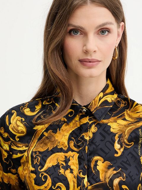 Versace Jeans Couture koszula damska kolor czarny regular z kołnierzykiem klasycznym 79HAL201 NS671