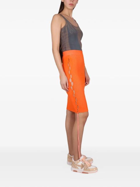 Off-White elastic-waist midi skirt - Orange - zdjęcie produktu nr 2