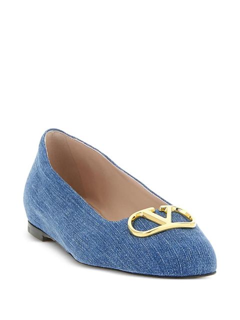 Valentino Garavani VLogo Signature denim ballet flats - Blue - zdjęcie produktu nr 2