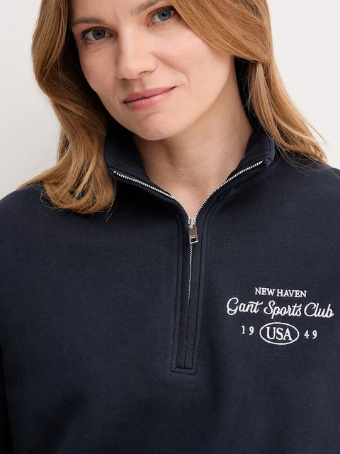 Gant bluza bawełniana damska kolor granatowy z aplikacją 4204215