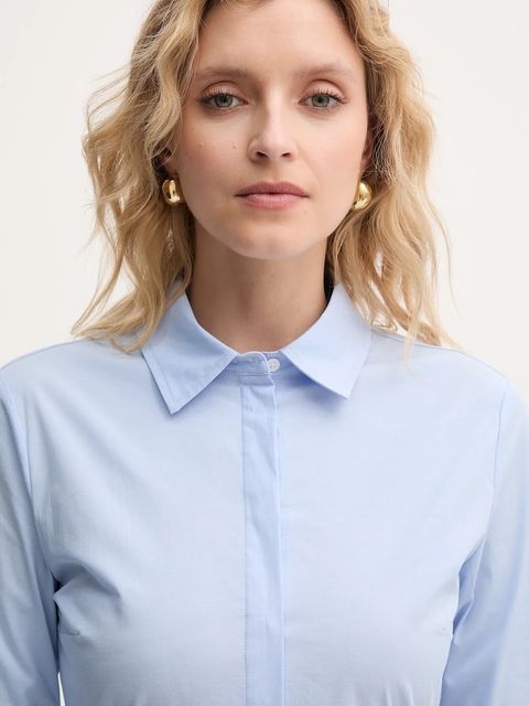 MAX&Co. koszula damska kolor niebieski slim z kołnierzykiem klasycznym 2528116014200