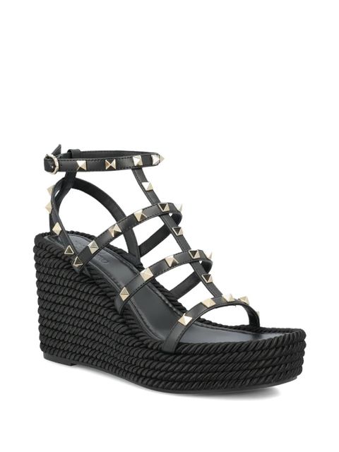 Valentino Garavani 95mm studded ankle-strap wedge sandals - Black - zdjęcie produktu nr 2