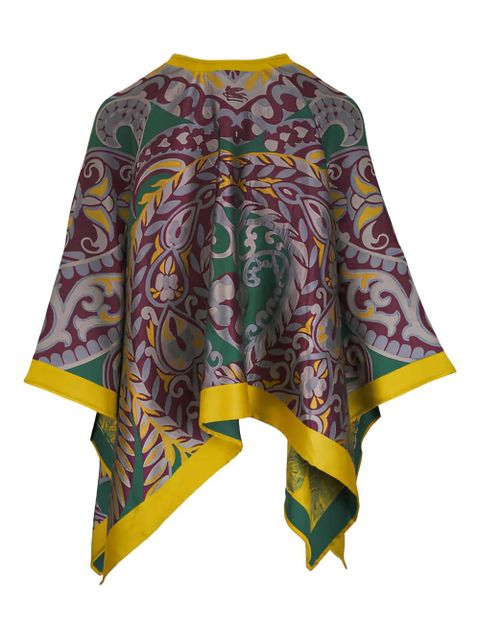 ETRO paisley-motif wool-blend cape - Green