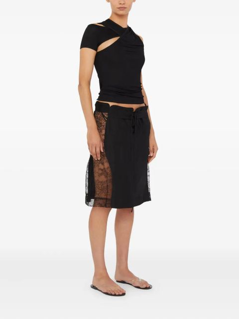 Christopher Esber lace-insert drawstring skirt - Black