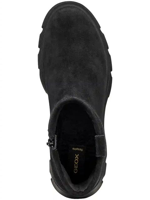 Geox botki zamszowe D PLUETTE damskie kolor czarny na platformie lekko ocieplone D565MA 00022 C9999