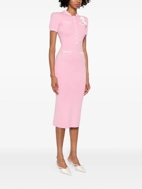 Self-Portrait floral-appliqué midi dress - Pink