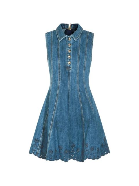 Self-Portrait broderie anglaise panelled mini dress - Blue - zdjęcie produktu nr 1
