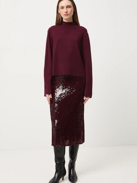 Medicine sweter damski kolor bordowy lekki z półgolfem - zdjęcie produktu nr 1