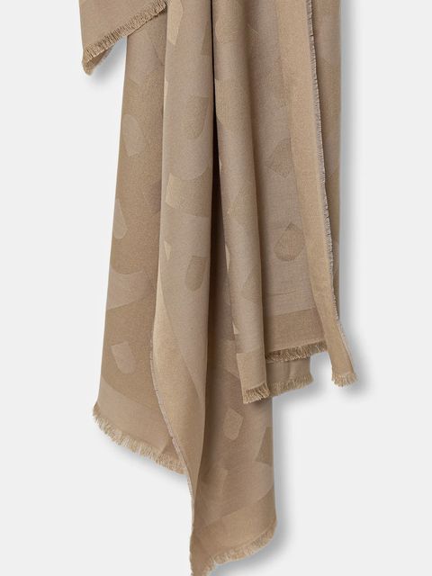 BOSS szalik z dodatkiem wełny Monyque damski kolor beżowy gładki 50555434