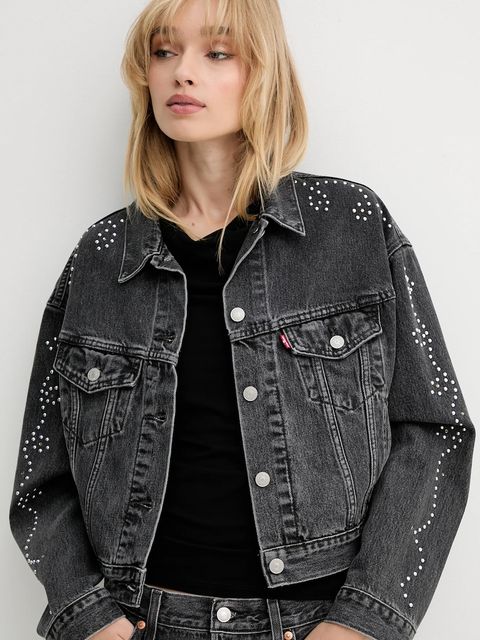 Levi's kurtka jeansowa kolor szary przejściowa oversize A9456