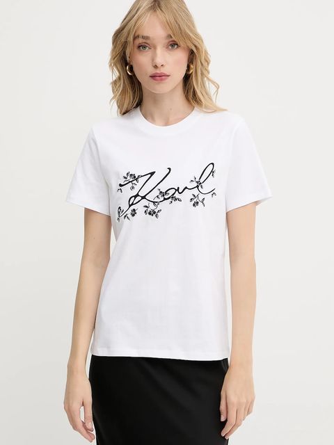 Karl Lagerfeld t-shirt bawełniany damski kolor biały A3W17018 - zdjęcie produktu nr 1