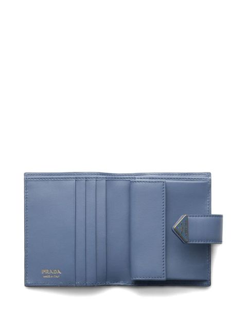 Prada small Saffiano and smooth leather wallet - Blue