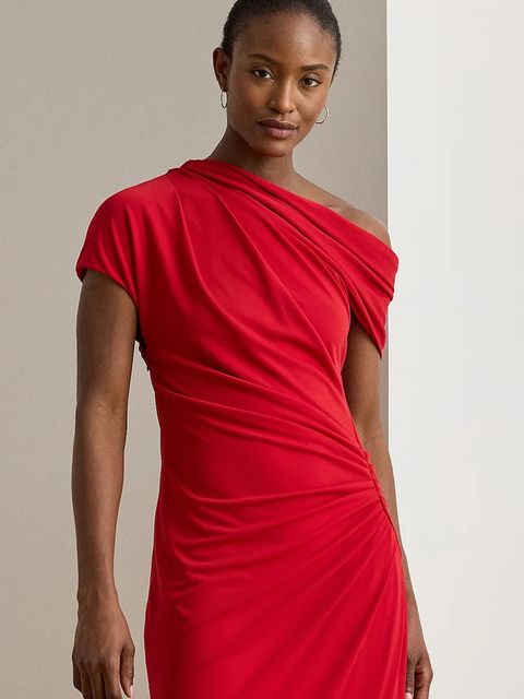 Lauren Ralph Lauren sukienka kolor czerwony midi dopasowana 200980223