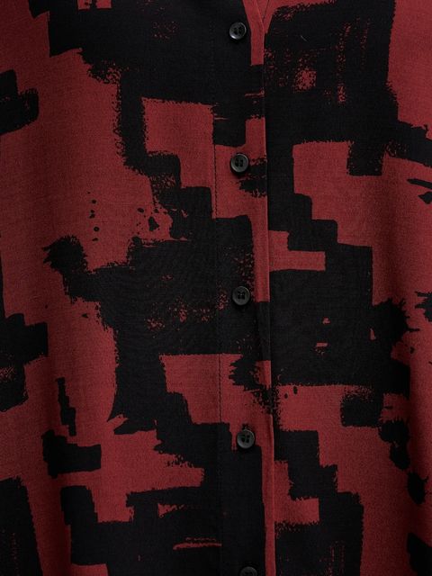 Sisley koszula damska kolor bordowy relaxed z kołnierzykiem klasycznym 5W4VLQ07F