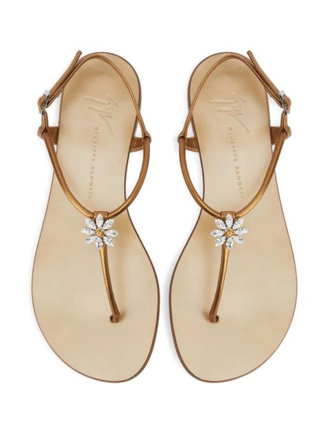 Giuseppe Zanotti Geltrude crystal-flower sandals - Brown - zdjęcie produktu nr 2