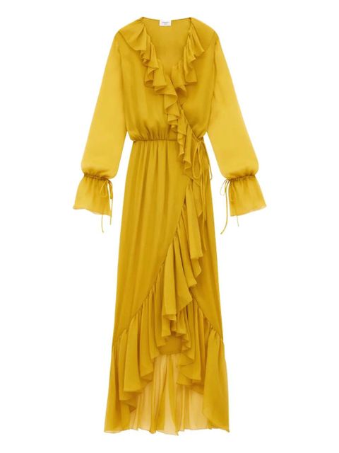 Saint Laurent ruffled wrap dress - Yellow - zdjęcie produktu nr 2