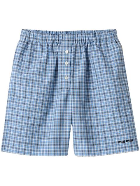 Miu Miu checked poplin boxer shorts - Blue - zdjęcie produktu nr 1