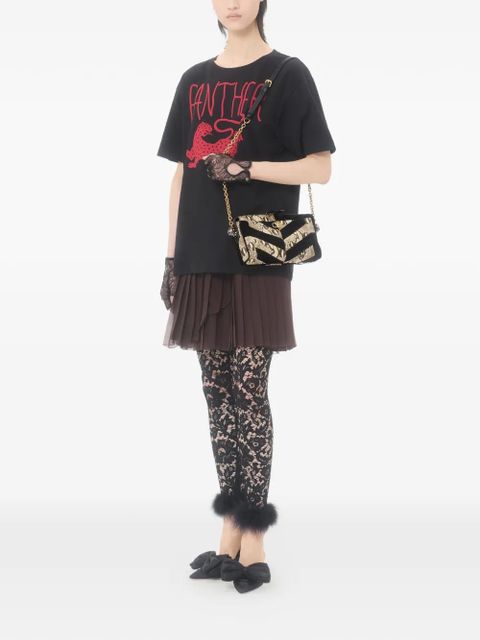 Valentino Garavani Panthea small crossbody bag in python and suede with chevron motif - Black - zdjęcie produktu nr 2