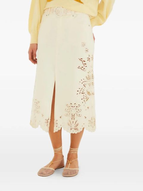 FARM Rio laser-cut scallop long skirt - Neutrals - zdjęcie produktu nr 1