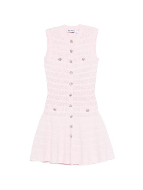 Self-Portrait embellished buttoned mini dress - Pink - zdjęcie produktu nr 1