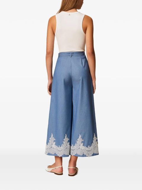 TWINSET lace-detail palazzo pants - Blue