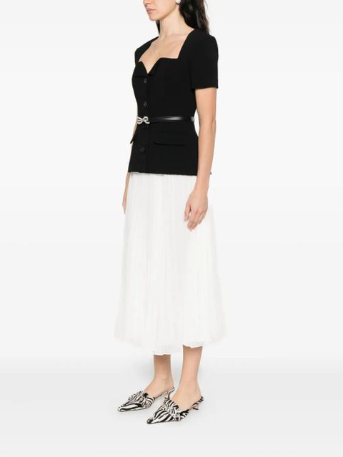Self-Portrait short sleeve midi dress - Black