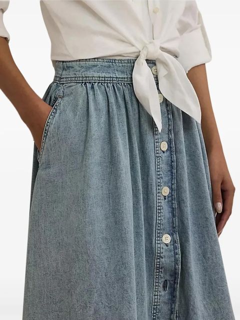 Lauren Ralph Lauren button-front gathered midi skirt - Blue