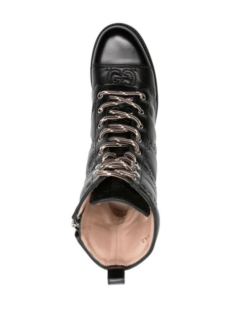 Gucci 60mm GG-matelassé leather boots - Black