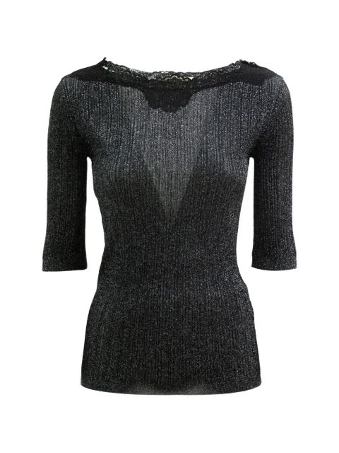 Valentino Garavani lace ribbed top - Black - zdjęcie produktu nr 1