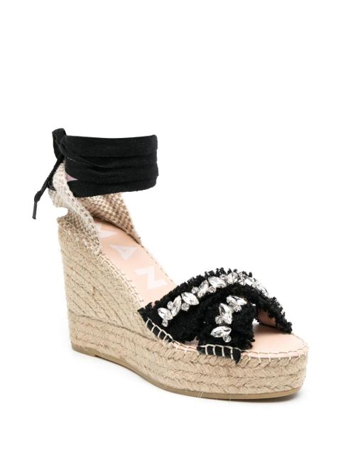Manebi 110mm crystal-embellished wedge espadrilles - Black - zdjęcie produktu nr 2