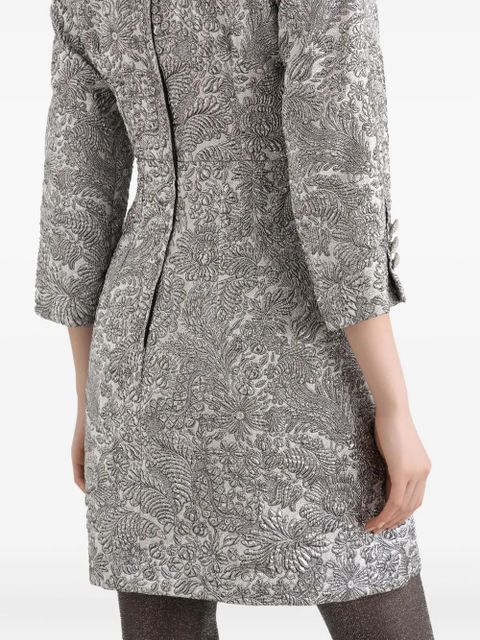 Dolce & Gabbana floral-jacquard lamé mini dress - Silver