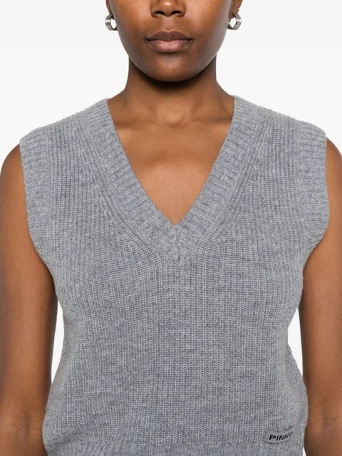 PINKO V-neck ribbed vest - Grey