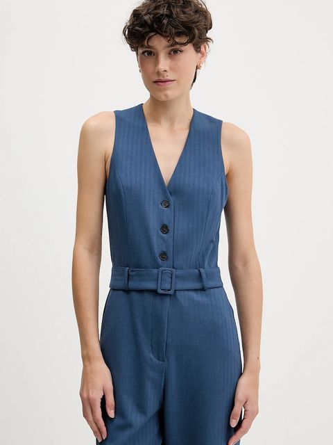 Sisley kombinezon kolor niebieski z dekoltem w szpic 41NDLT00P - zdjęcie produktu nr 2