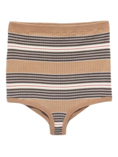 Prada striped ribbed mini shorts - Neutrals - zdjęcie produktu nr 1